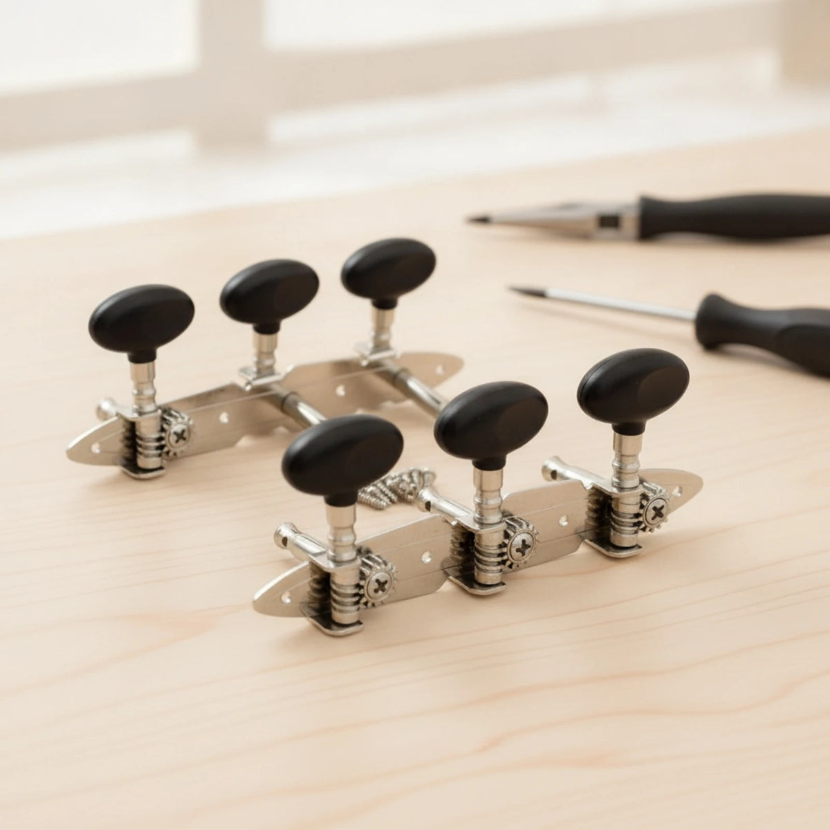 Classical Guitar Tuning Machines Chrome Pegs + Screws | Tooyful Guitar Tuning Pegs PLUSH