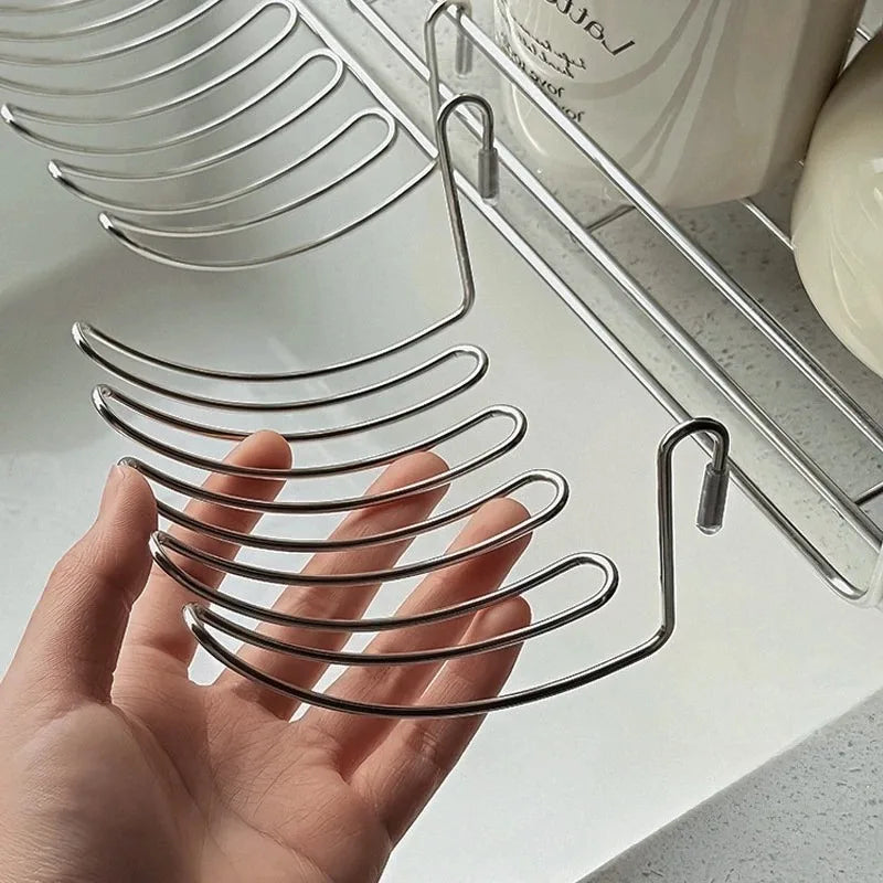 Stainless Steel Hanging Drain Basket & Expandable Storage Rack Drain Storage Basket PLUSH