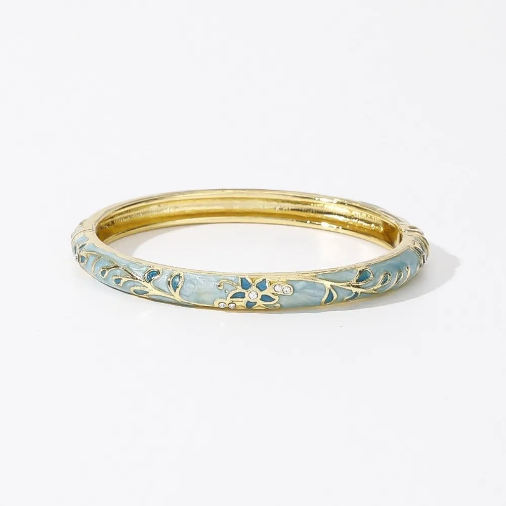Vintage Cloisonne Enamel Floral Bangle – Ethnic Women's Bracelet Enamel Bangle Bracelet PLUSH Style 5