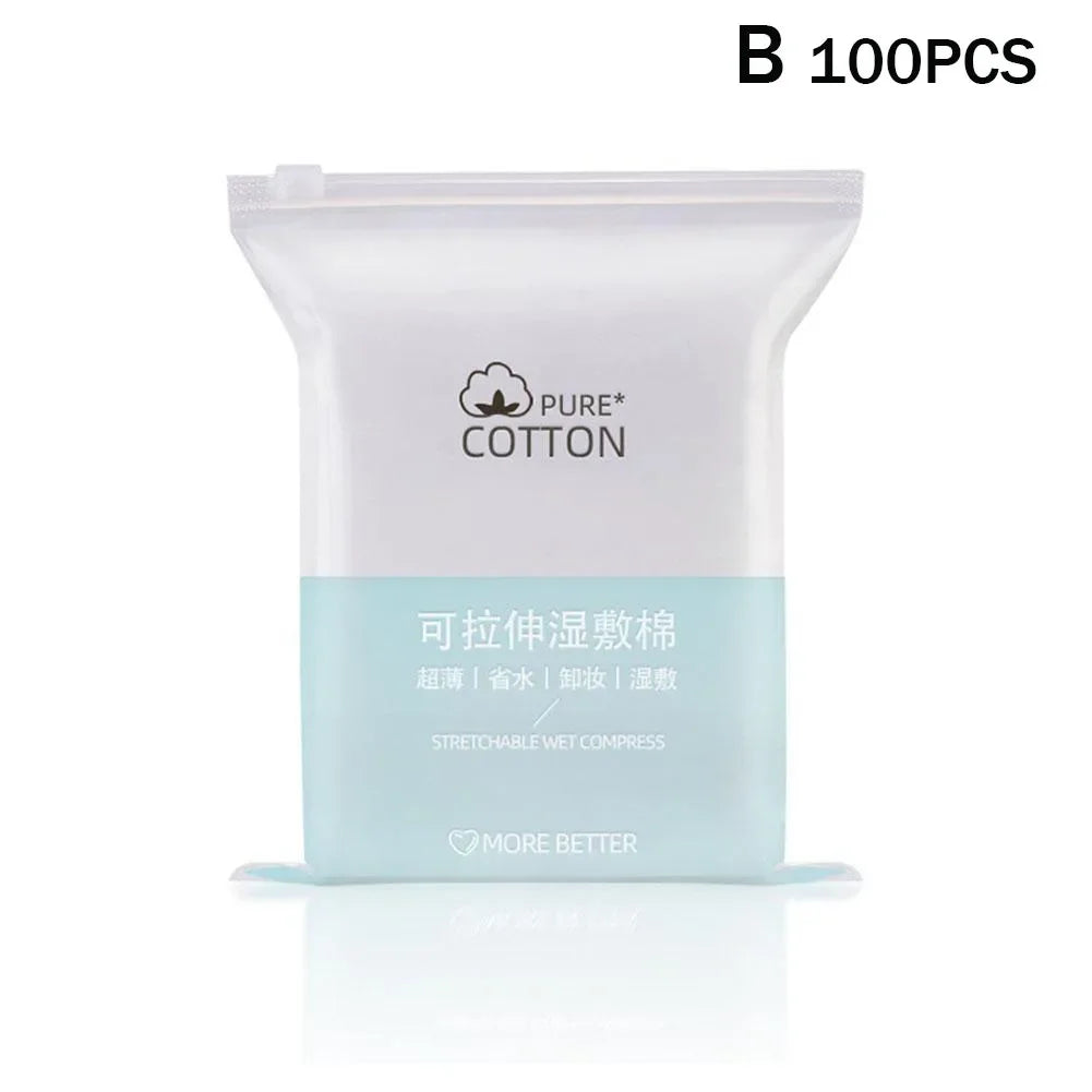 Stretchable Facial Cotton Pads for Makeup & Skincare | 50–200pcs Facial Cotton Pads PLUSH 100PCS CN