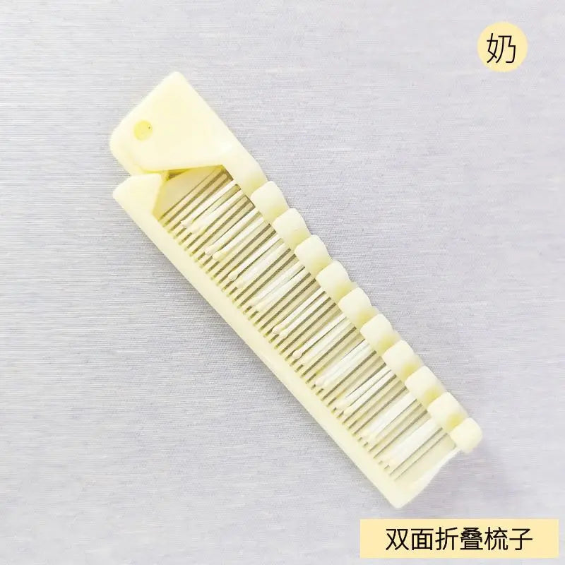 Portable Folding Hair Comb – Anti-Static Travel Comb Travel Hair Comb PLUSH Milky White A
