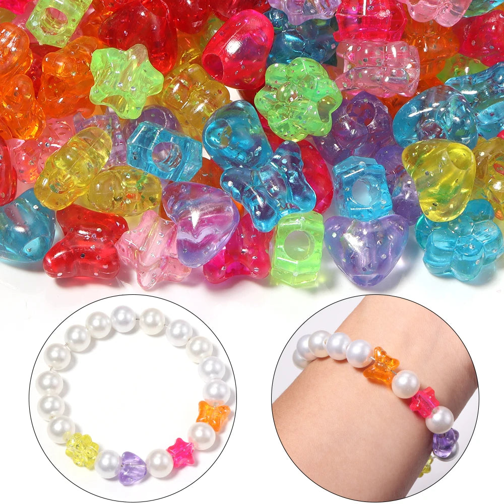 100pcs Colorful Transparent Acrylic Spacer Beads – DIY Jewelry Acrylic Spacer Beads PLUSH