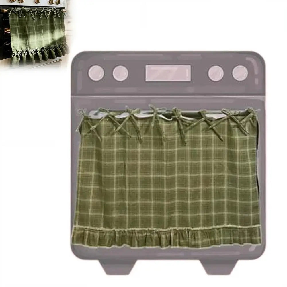 Farmhouse Oven Skirt Ruffle Trim – Kitchen Curtain Cover Kitchen Curtain Cover PLUSH green