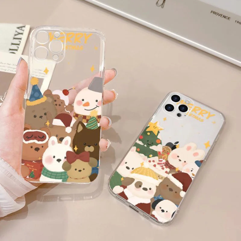 Christmas Clear iPhone Case – Cartoon Dog Design | All Models Clear Phone Case PLUSH