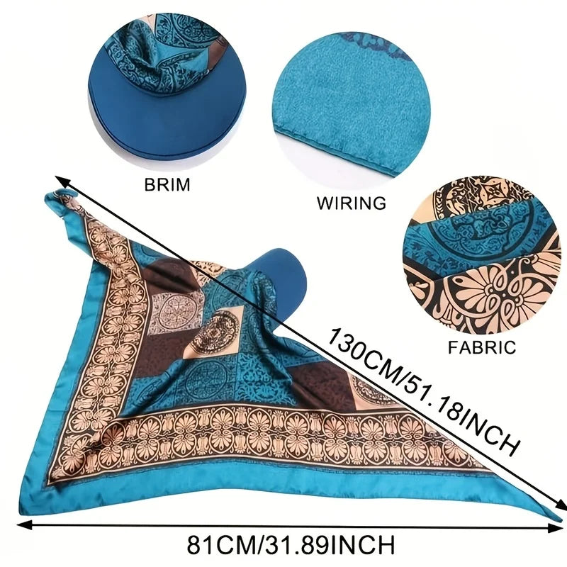 Women's Bandana Visor Hat Self-Tie Headscarf Beach Cap Visor Headscarf Hat PLUSH