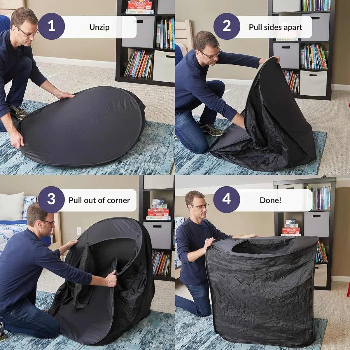 Pop-Up Blackout Sensory Tent for Kids – Calming Hideout Kids Sensory Tent PLUSH