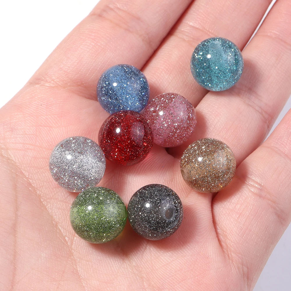 20pcs Gypsophila Resin Beads – Colorful Sparkle Round DIY Jewelry Resin Jewelry Beads PLUSH