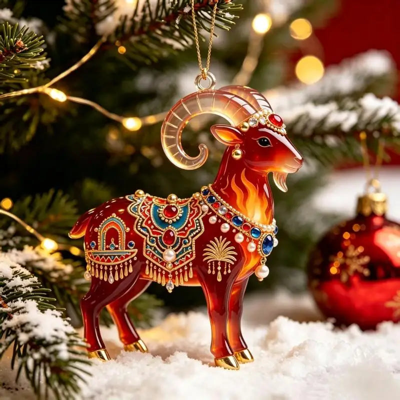 Acrylic Goat Christmas Tree Ornament – Animal Pendant Décor Christmas Tree Ornament PLUSH