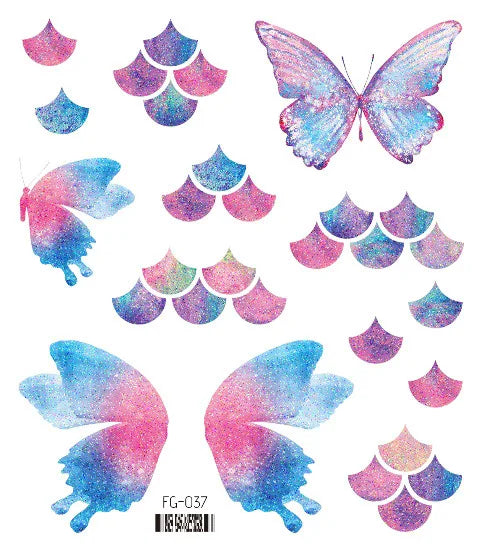 Purple Fairy Butterfly Glitter Temporary Tattoo Stickers Temporary Tattoo Sticker PLUSH FG-037