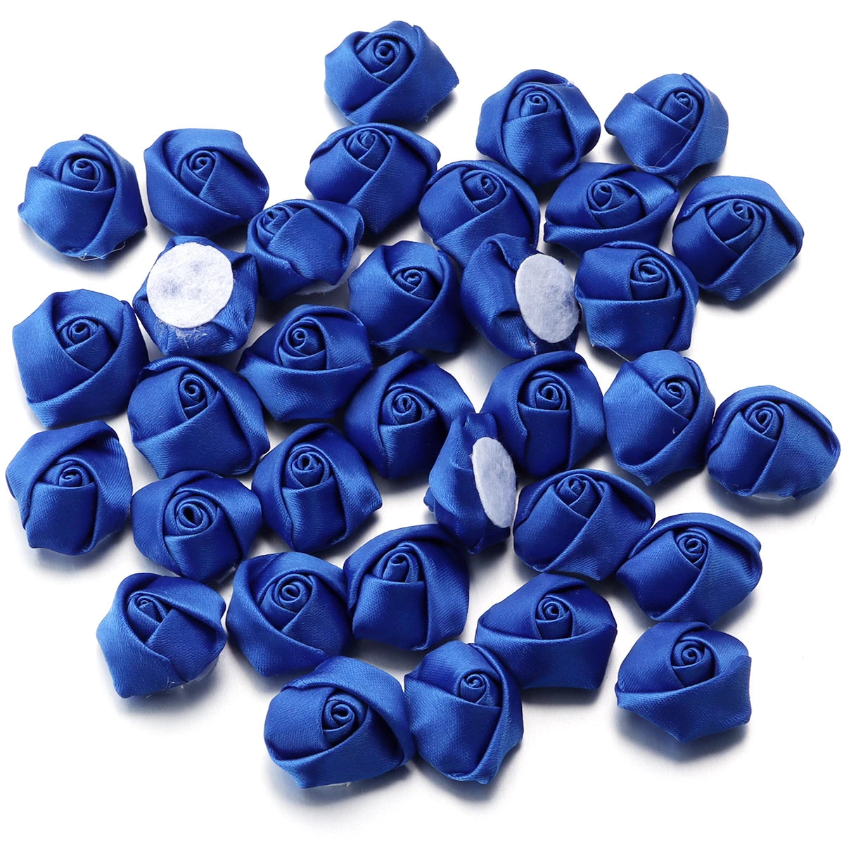 20pcs Mini Ribbon Rose Rosettes for DIY Hair Accessories & Crafts Hair Accessory Embellishments PLUSH Treasure Blue 3.5-4cm