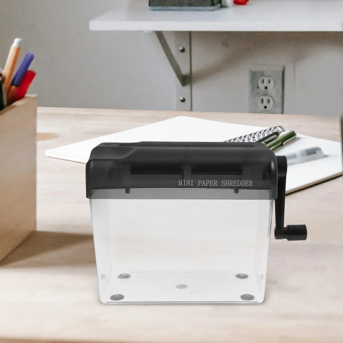 Manual Hand Crank Desktop Paper Shredder – Cross-Cut Home & Office Manual Paper Shredder PLUSH