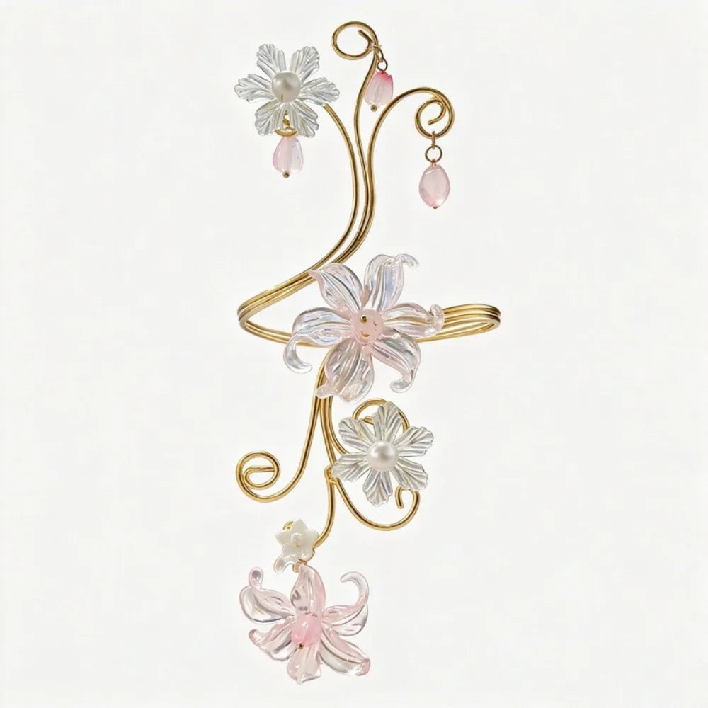 Iris Flower Hollow Cuff Bracelet – Adjustable Floral Bangle Floral Cuff Bracelet PLUSH Style 3