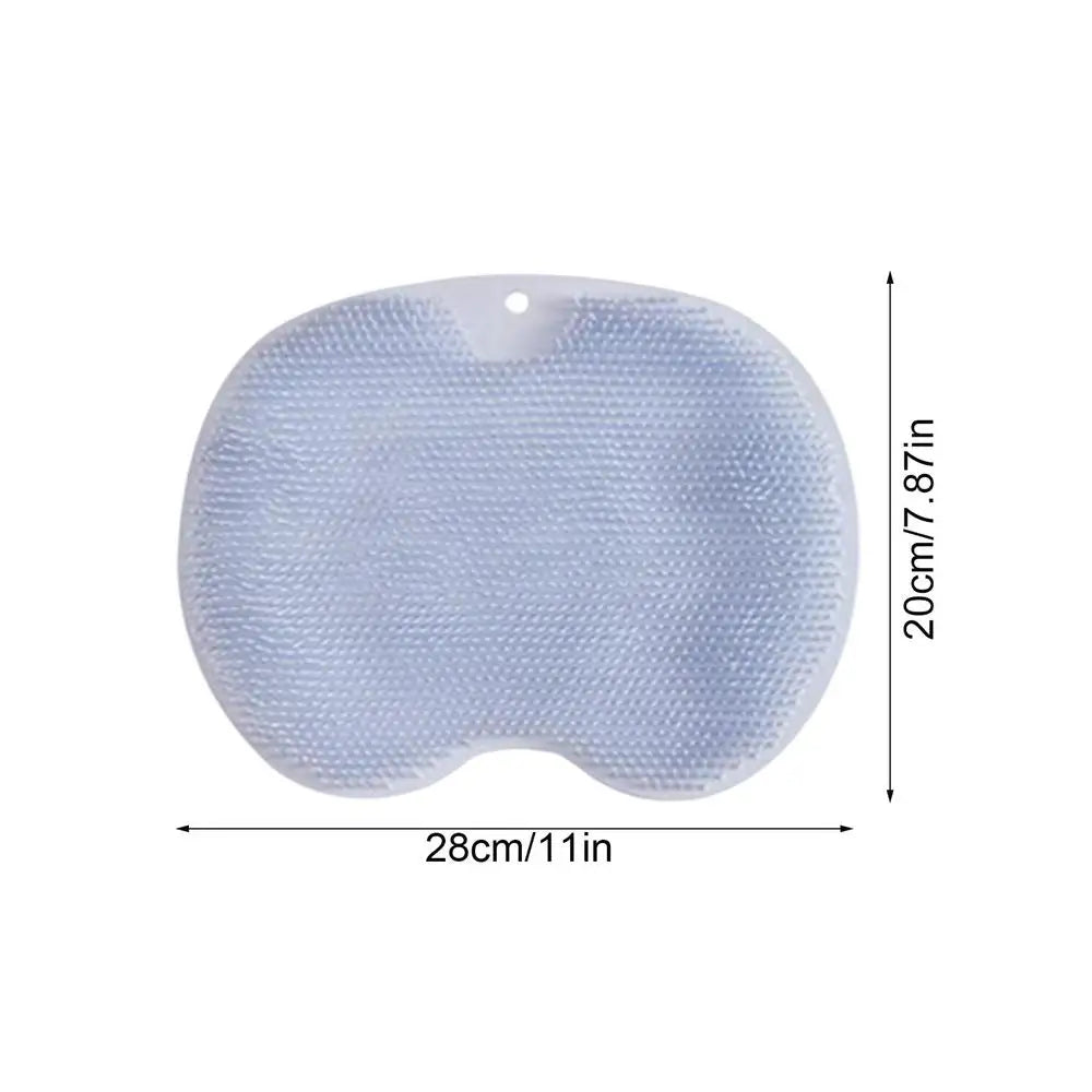 Silicone Foot Scrubber Shower Mat – Wall Mount Body Brush Foot Scrubber Mat PLUSH Blue
