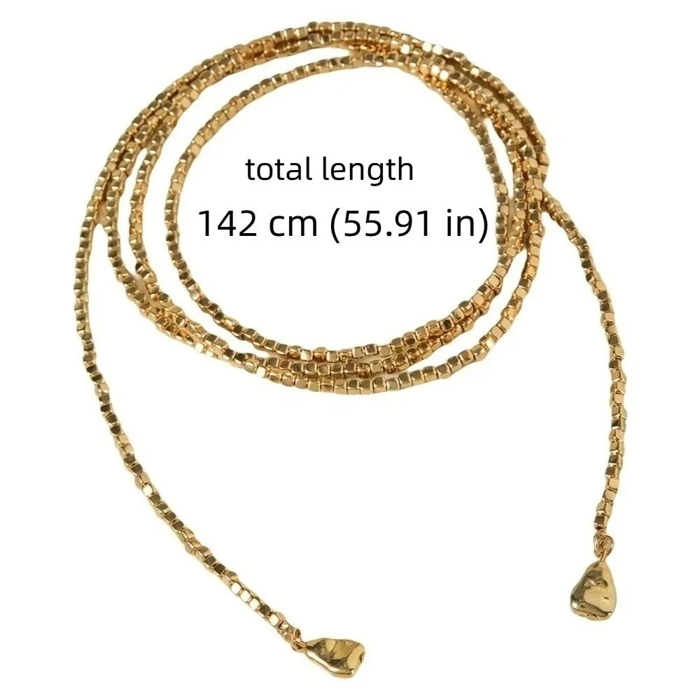 Geometric Square Bead Layered Collarbone Necklace | Gold Silver Layered Pendant Necklace PLUSH