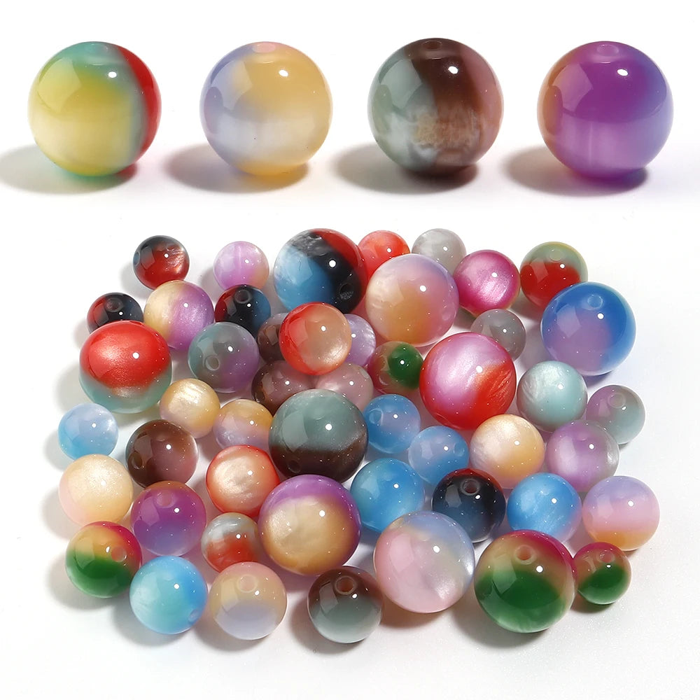 Cat Eye Round Resin Beads 10–16mm | DIY Jewelry Spacers Resin Spacer Beads PLUSH
