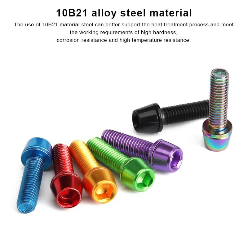 M5 18mm Titanium Colorful Bike Handlebar Screws Set of 6 Bike Handlebar Bolts PLUSH