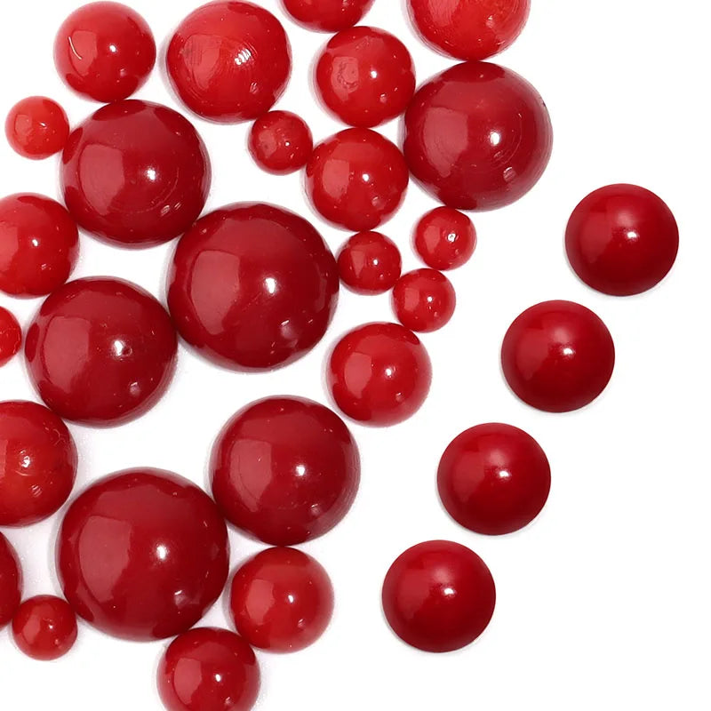 Red Coral Stone Round Cabochons – DIY Jewelry Making 5-12mm Jewelry Cabochons PLUSH