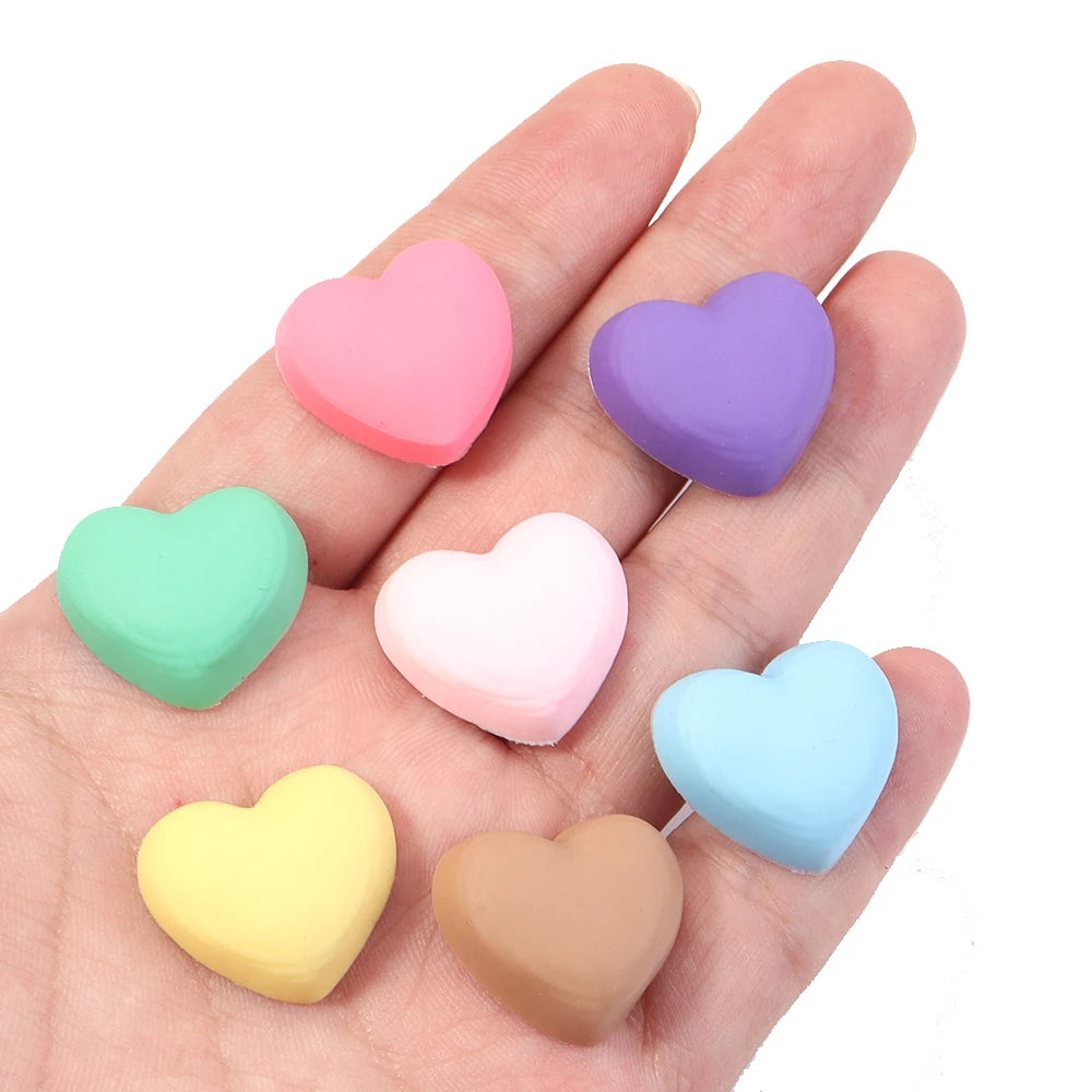 30pcs Heart Flatback Cabochon Beads 17x19mm – DIY Craft Decor Flatback Cabochon Beads PLUSH
