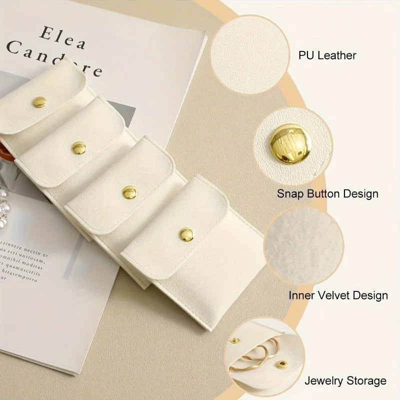 20pcs PU Leather Snap Jewelry Pouches – Assorted Colors Jewelry Storage Pouches PLUSH