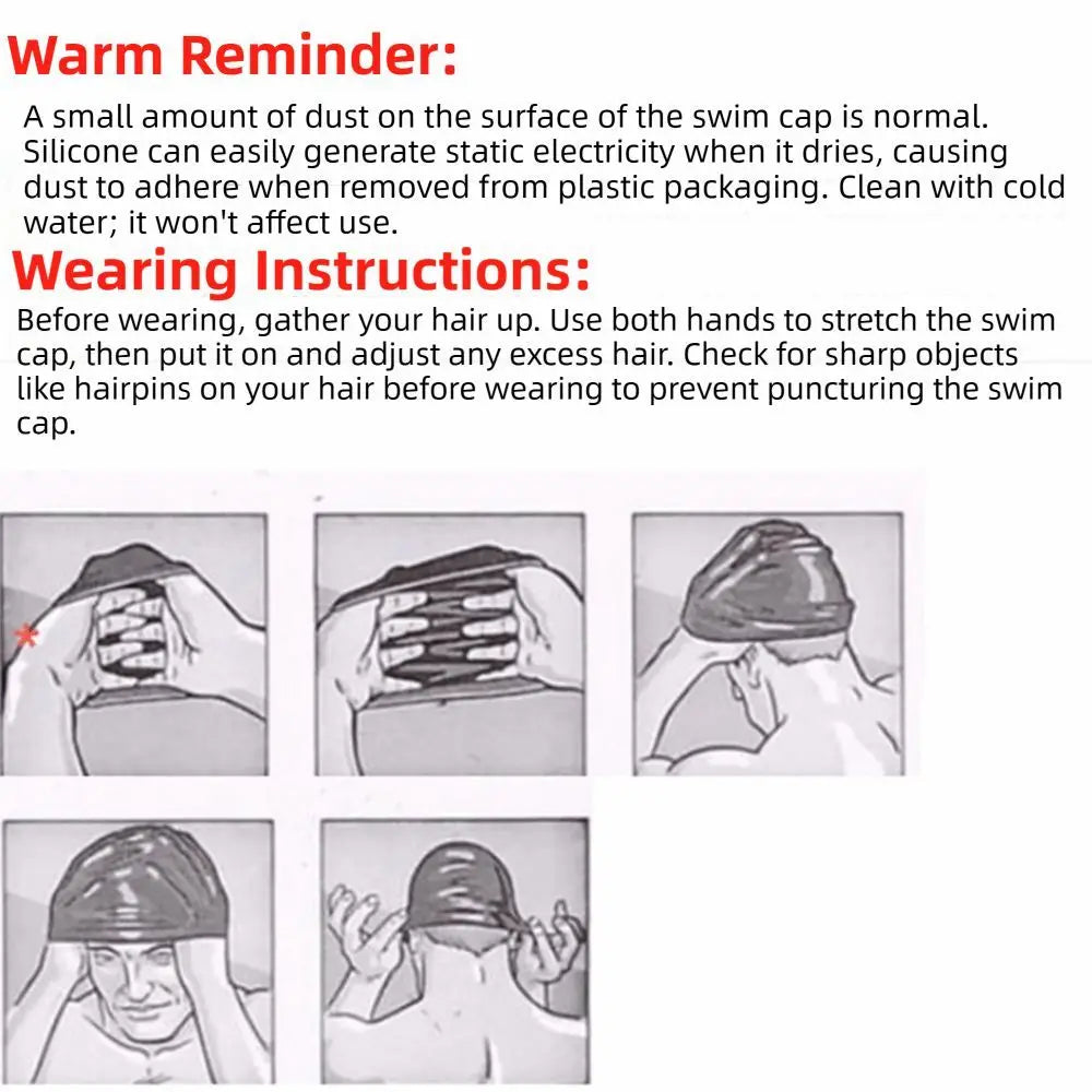 Non-Slip Silicone Swim Cap – Elastic & Wrinkle-Free Silicone Swim Cap PLUSH