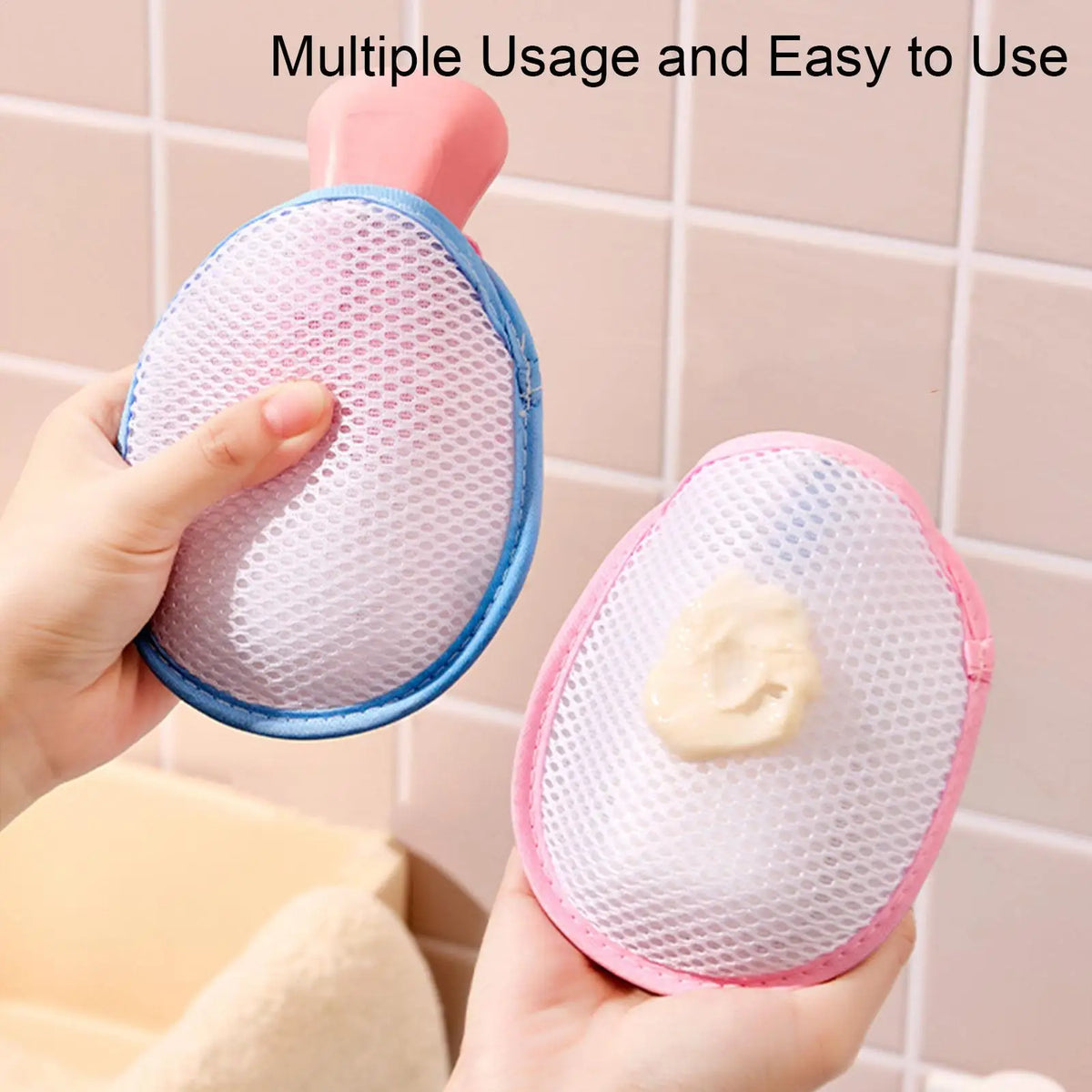 Soap Foaming Mesh Pouch with Lanyard – Bath Scrubber Net Bag Bath Scrubber Bag PLUSH