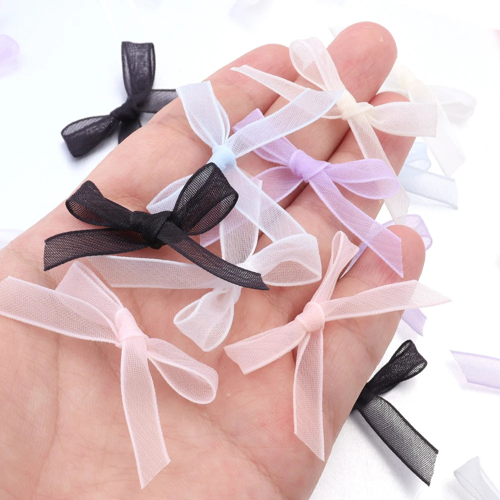 20pcs Mini Ribbon Bows – Colorful Polyester Bowknots for DIY Crafts Ribbon Bows PLUSH