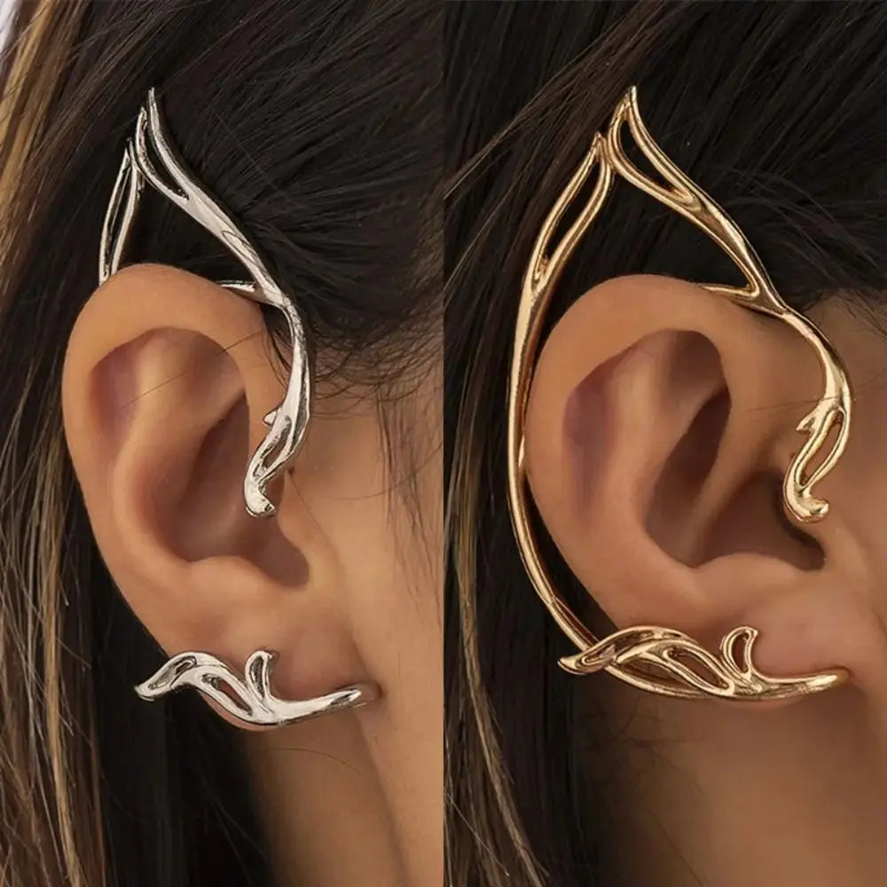 Goth Elf Ear Cuff Clip | Korean Style Cat Ear Earring Clip-On Ear Cuff PLUSH