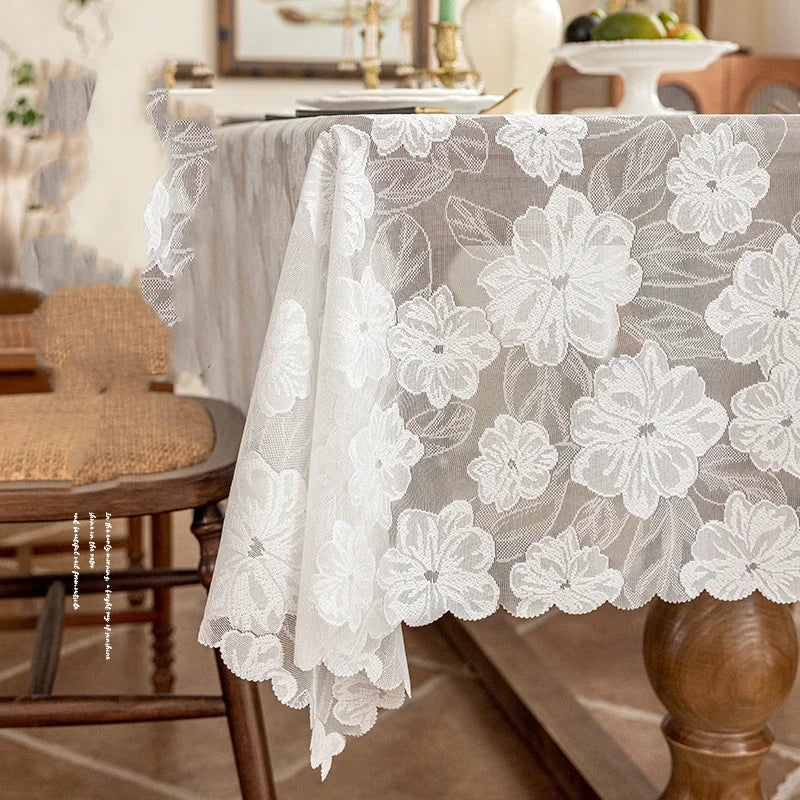 Jacquard Lace Tablecloth Rustic Floral Table Cover Jacquard Tablecloth PLUSH