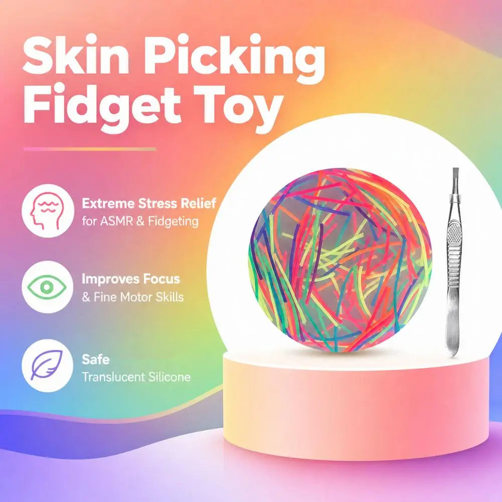 Silicone Thread Pulling Sensory Fidget Toy with Tweezers Sensory Fidget Toy PLUSH