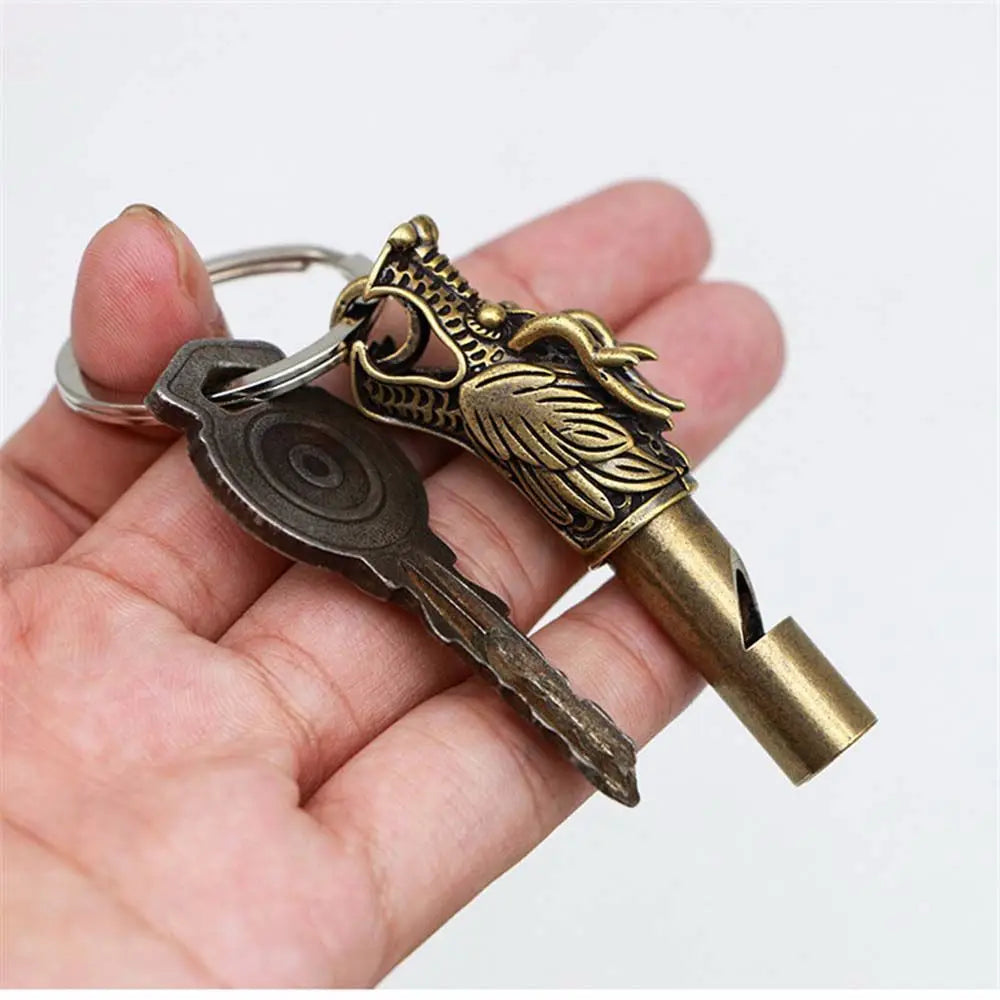 Brass Dragon Head Whistle Keychain | Outdoor Survival Tool Survival Whistle Keychain PLUSH