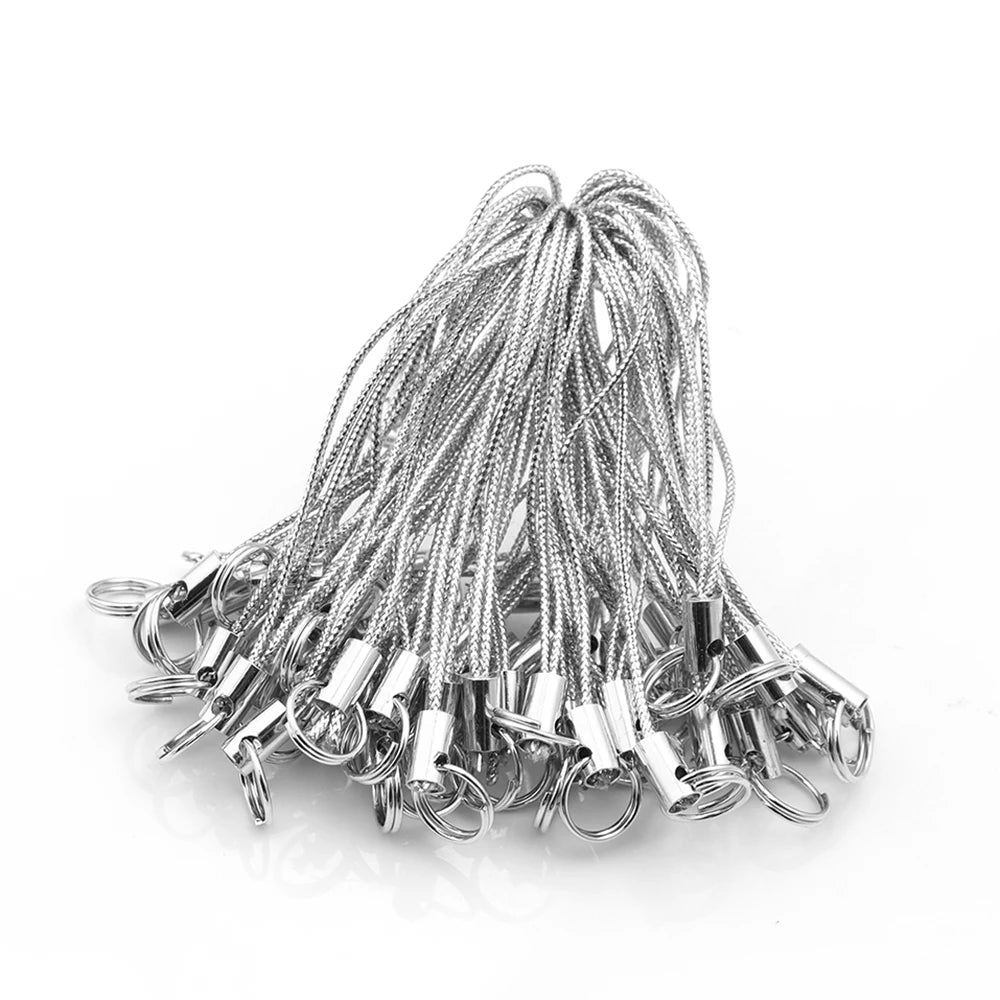 50pcs Phone Lanyard Lariat Strap Cords with Jump Rings DIY Lanyard Strap Cord PLUSH silver 01