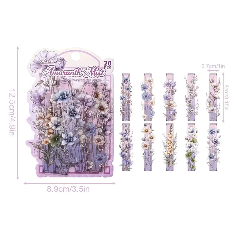 Vintage Flower Stickers 20pcs – Scrapbooking & Journal Decor Craft Sticker Pack PLUSH A