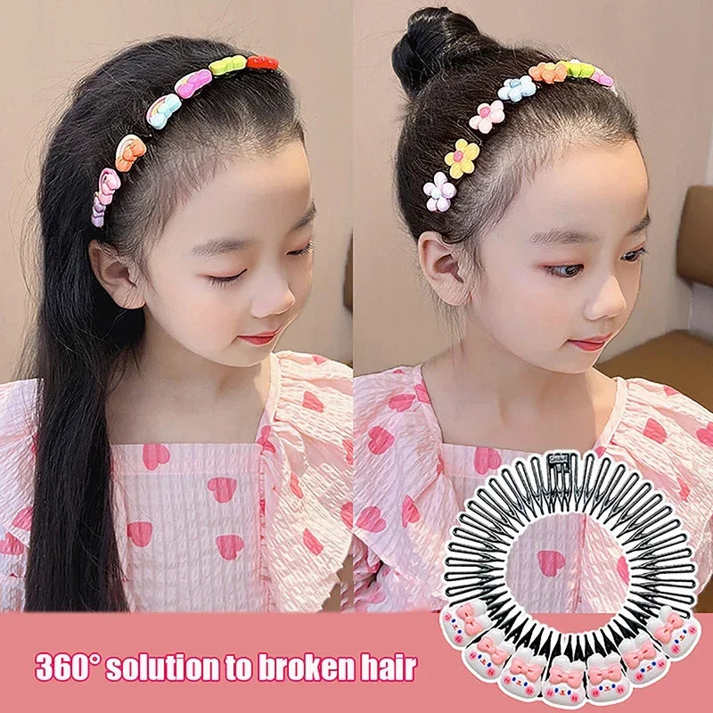 Girls Cartoon Round Disk Insert Hair Comb Clip – Kids Hair Band Kids Hair Comb PLUSH