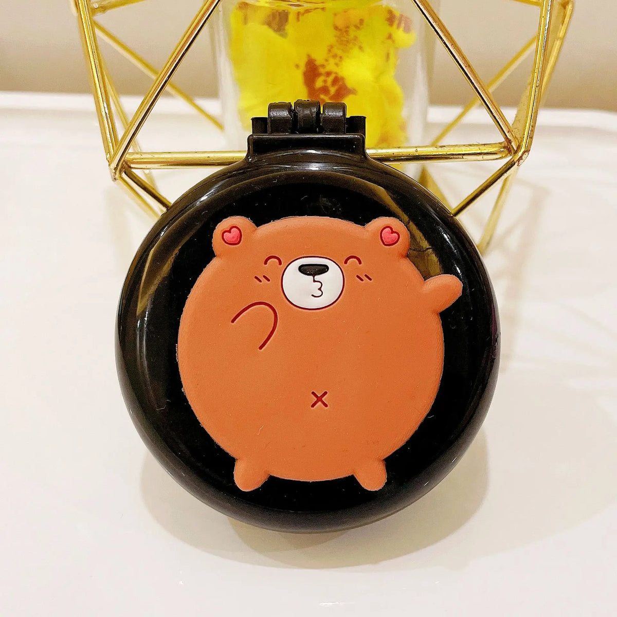 Strawberry Folding Hair Comb with Mirror – Portable Travel Brush Folding Hair Comb PLUSH No.19