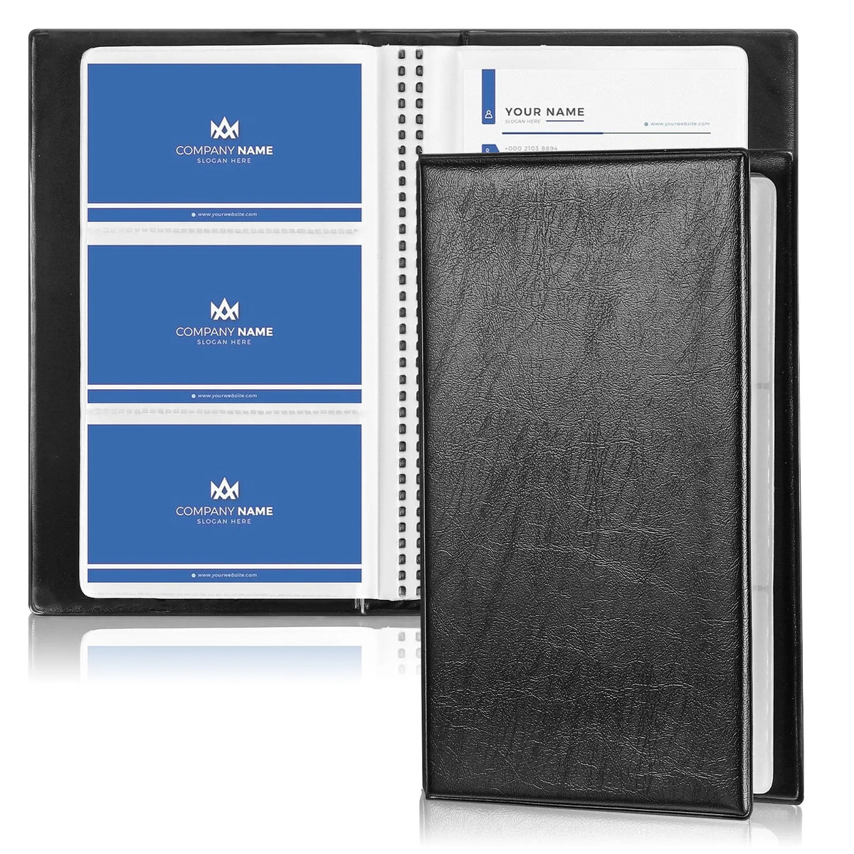 Business Card Organizer Book – 240 Cards, Clear Pockets Business Card Organizer PLUSH