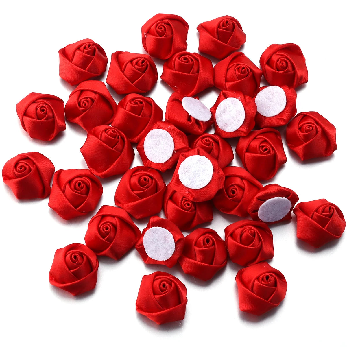 20pcs Mini Ribbon Rose Rosettes for DIY Hair Accessories & Crafts Hair Accessory Embellishments PLUSH Red 3.5-4cm