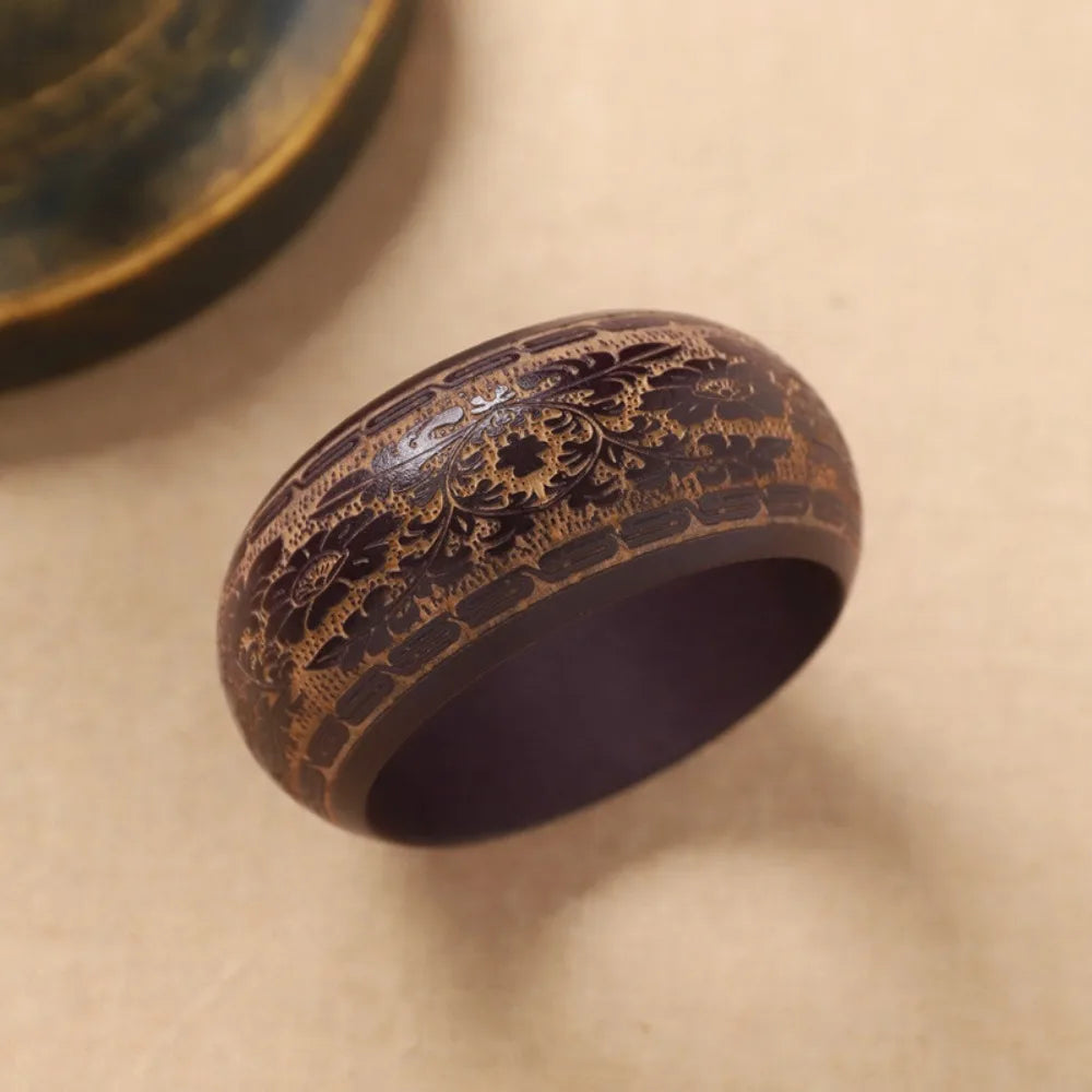 Retro Carved Wooden Bangle – Wide Colorful Ethnic Bracelet Wooden Bangle Bracelet PLUSH Style8