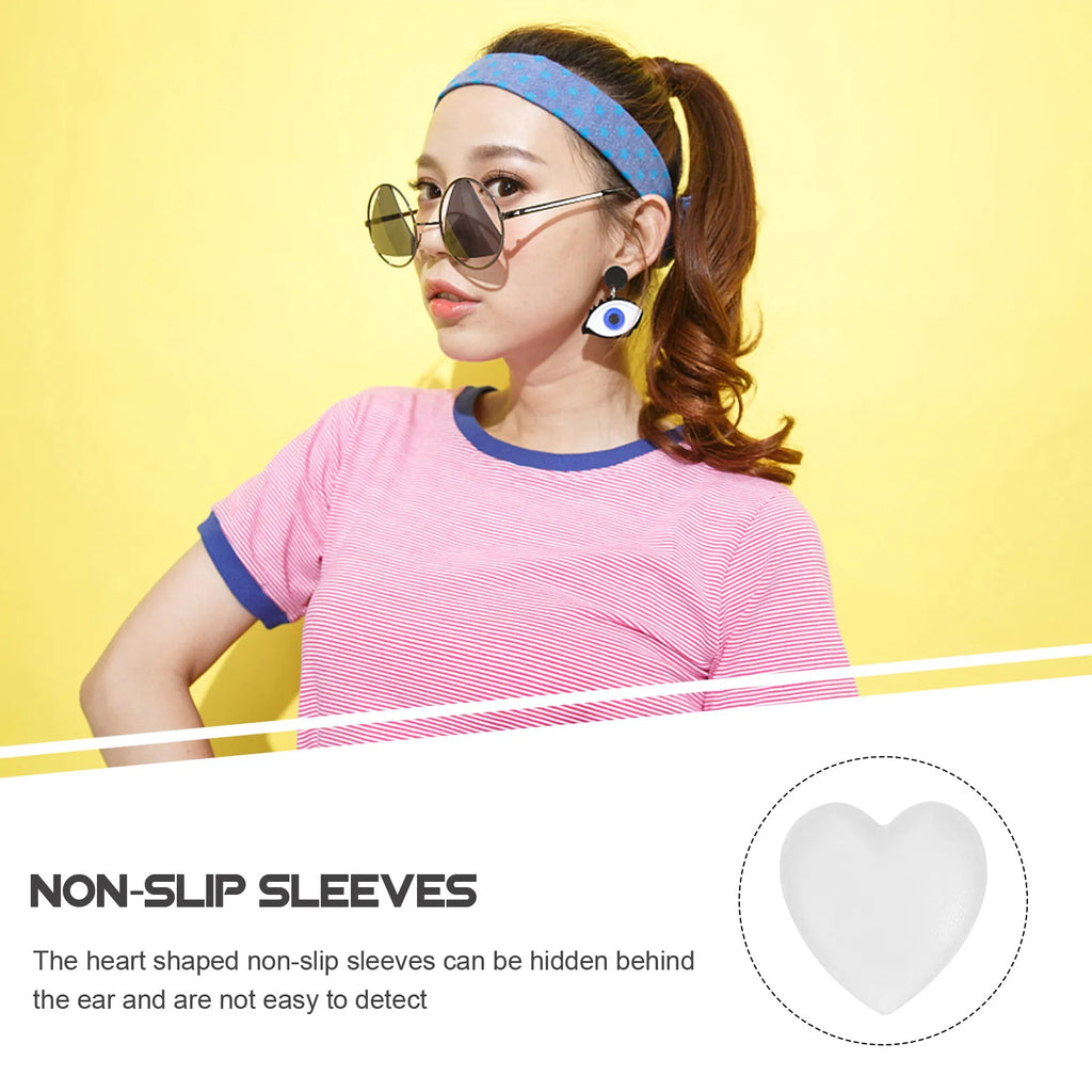 Silicone Glasses Ear Grips 10pcs – Heart Anti-Slip Cushions Eyeglass Ear Grips PLUSH