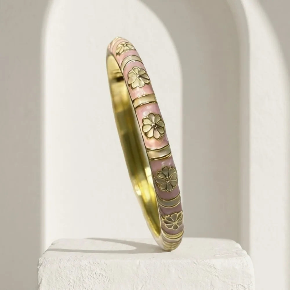 Vintage Cloisonne Enamel Flower Bangle – Women's Bracelet Enamel Bangle Bracelet PLUSH