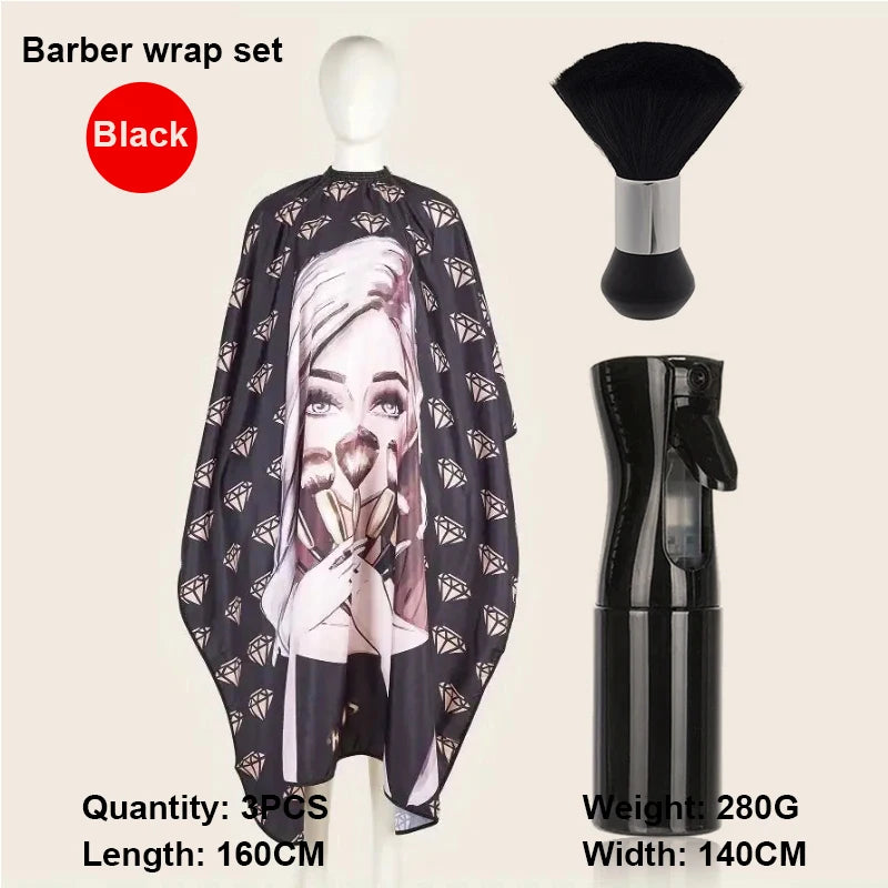 Professional Haircutting Kit – Cape, Apron & Neck Duster Brush Barber Haircutting Kit PLUSH W291-3pcs-A