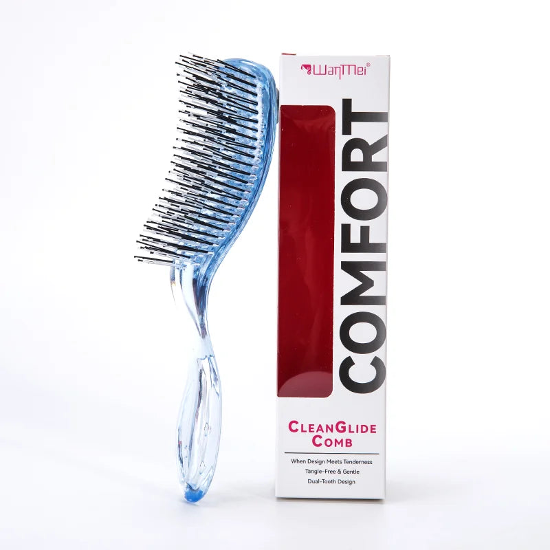 Japanese Anti-Static Hair Brush & Massage Comb Set w/ Hair Ties Hair Brush Set PLUSH Blue