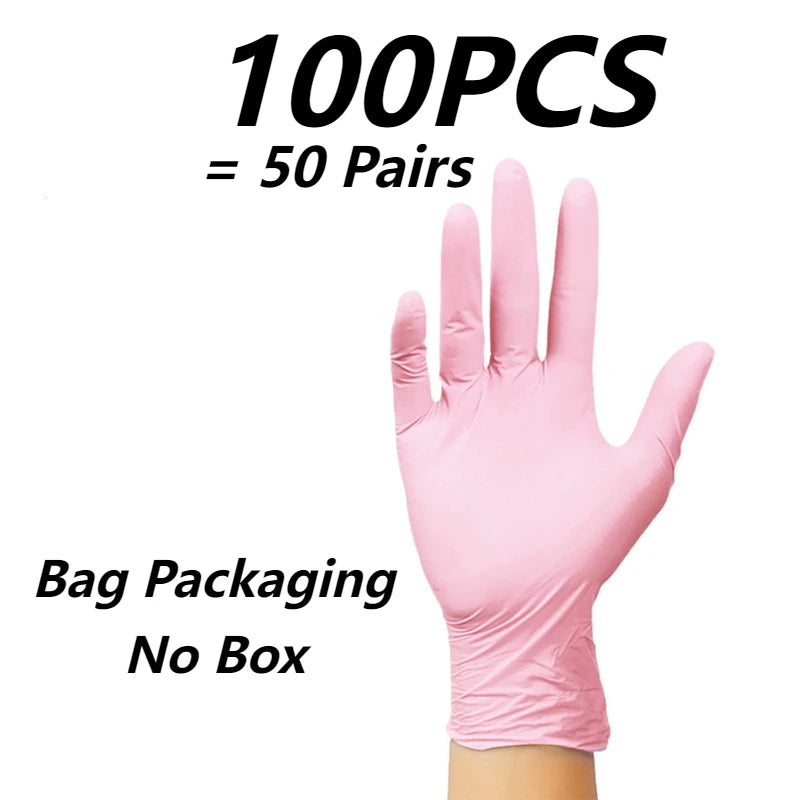 Light Pink Nitrile Disposable Gloves 10–100pcs | Kitchen & Salon Disposable Nitrile Gloves PLUSH 100PCS M