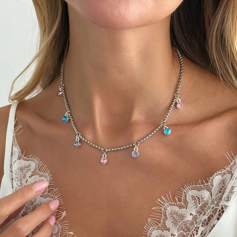 Y2K Rhinestone Choker Necklace & Ring Set – Imitation Pearl Jewelry Set PLUSH