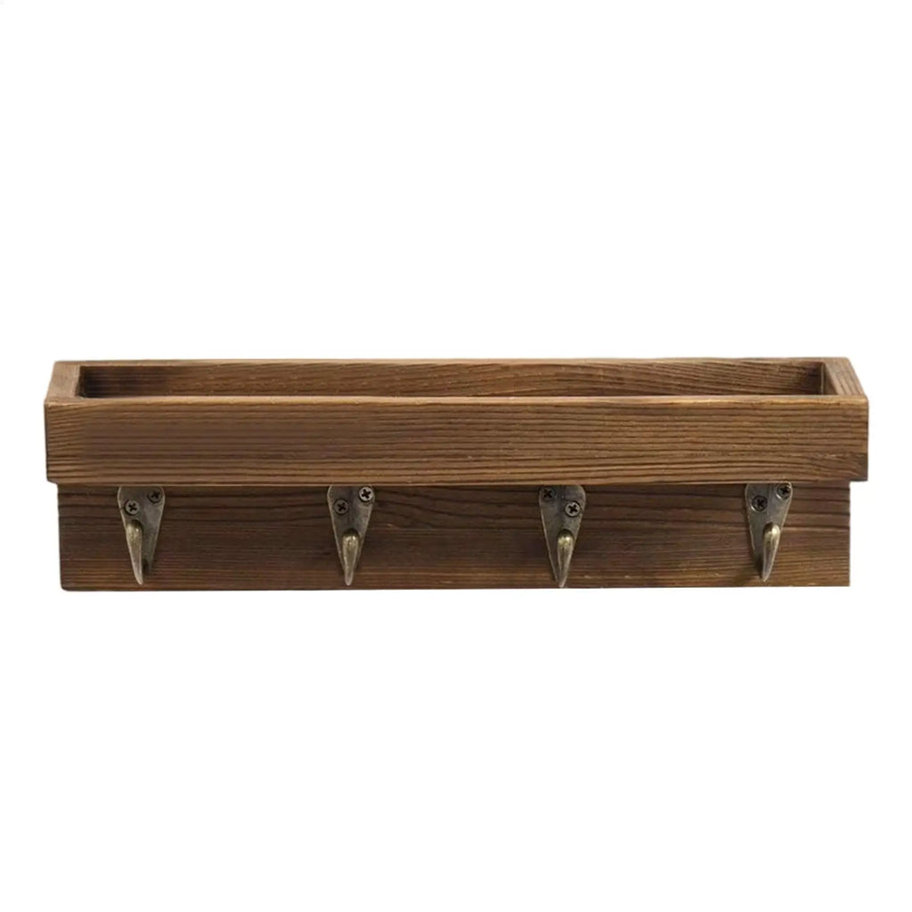 Wall Mounted Key Holder Rack with 4 Hooks & Floating Shelf Key Rack Organizer PLUSH