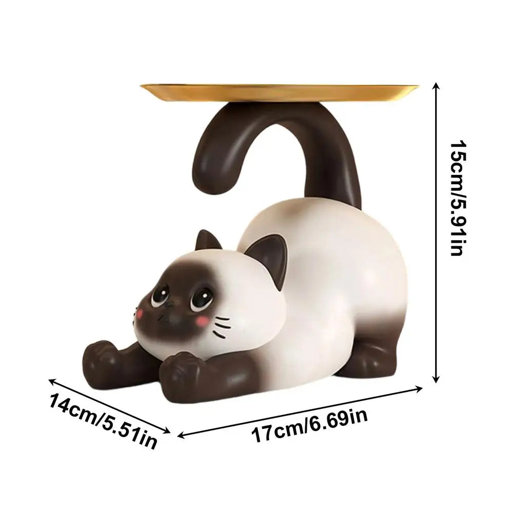 Siamese Cat Key & Trinket Holder – Resin Desktop Organizer Decorative Trinket Holder PLUSH Blessings