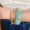 4pcs Starfish Conch Shell Bangle Set – Ocean Vacation Jewelry Bangle Bracelet Set PLUSH Blue