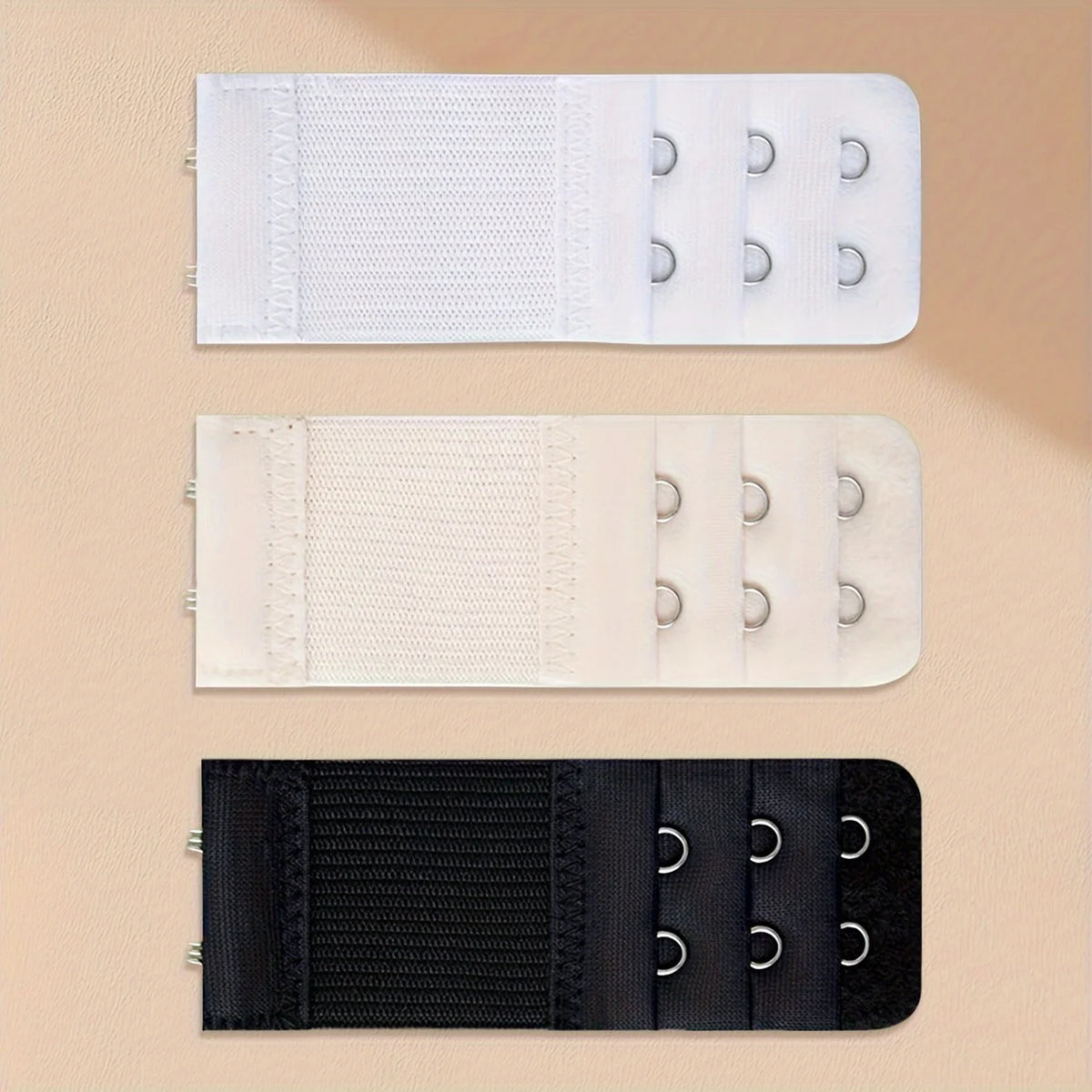 3-Pack Elastic Bra Extenders – 3 Row 2 Hook Women's Accessory Bra Extender PLUSH 3pcs One Size