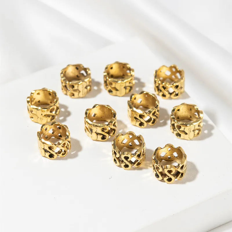 10pc Retro Gold Dreadlock Beads – Hair Braid Cuff Rings Hair Braid Beads PLUSH Gold 10pcs
