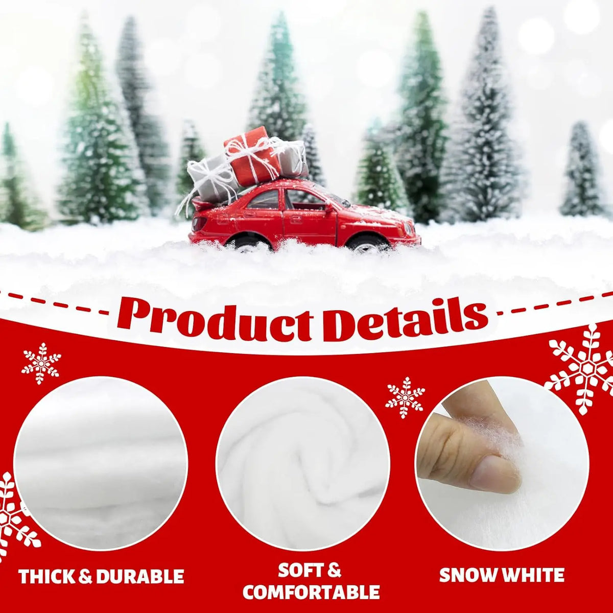Large Artificial Christmas Snow Blanket – Faux Winter Cover Christmas Snow Blanket PLUSH