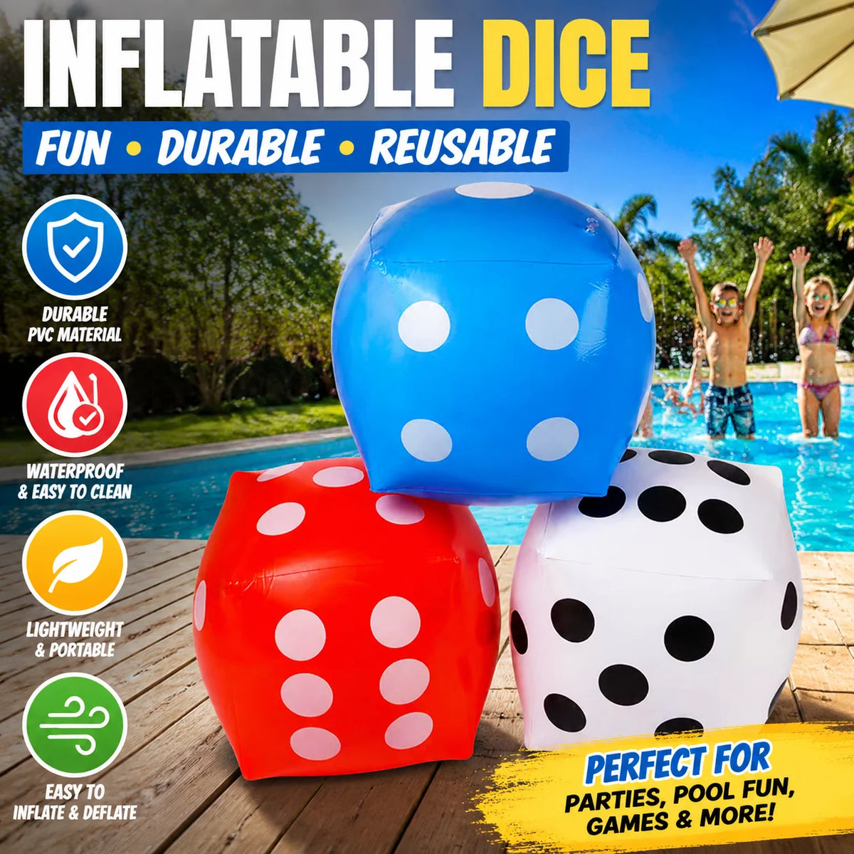 Giant Inflatable Dice Game Toy – Party, Bar & Group Fun Inflatable Dice Game PLUSH
